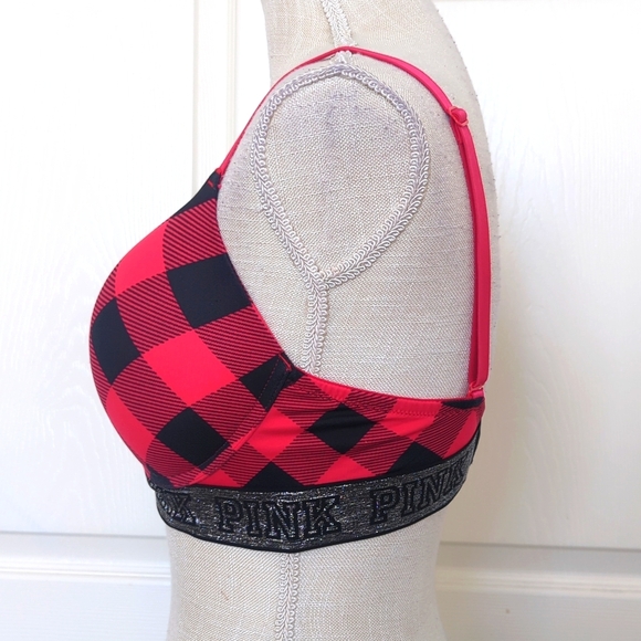 Victoria's Secret Pink Plaid Wear Everywhere Bra Adjustable Straps - Picture 2 of 7